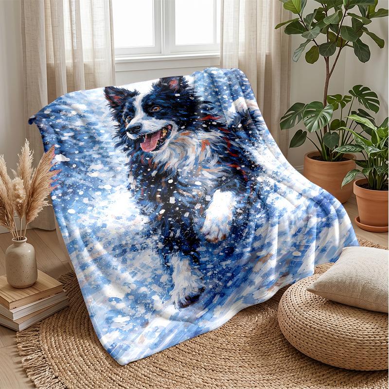Sleeping Dog on Moon Theme blanket Lightweight Warm Flannel Blanket Decorative Throw Blanket for Home Decoration