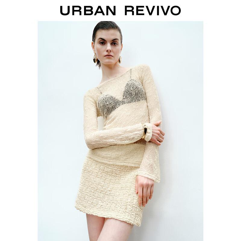 UR 2025 Spring Women s Textured Cutout Slim Long Sleeve T-Shirt S