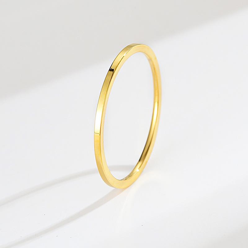 18k Gold Plated Ring Moissanite Engagement Wedding Band Stainless Steel Fade Resistant Trendy Jewelry