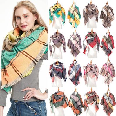 Autumn and Winter New Thickened Prickly Wool Large Plaid Square Scarf Scarf Ladies Shawl