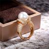 925 Sterling Silver Pearl Gold Color Wedding Rings Women Shiny CZ Romantic Marriage Ceremony Party Ring Fashion Accessories