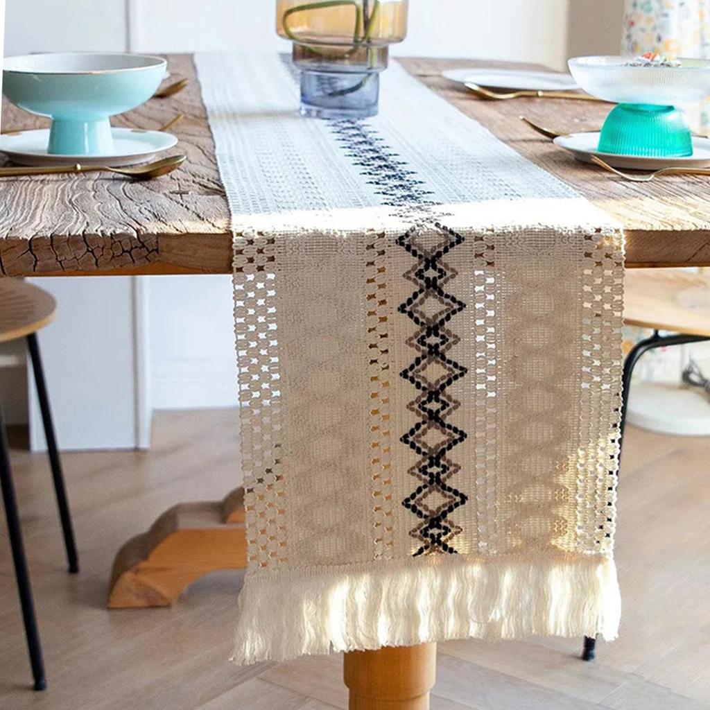 Runner de masă Runneri de masă Bumbac In Cusături cu ciucuri Decor masă Pânză Față de masă elegantă pentru Nuntă