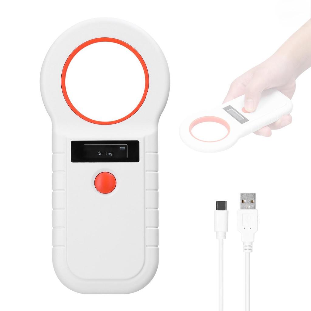 

Сканер микрочипов для домашних животных, беспроводной RFID ручной сканер чипов, перезаряжаемый сканер меток для животных белый