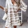 Damenmode Sommer Frühling Geometrischer Druck 3/4 Ärmel V-Ausschnitt Lockere Taille Freizeitkleider