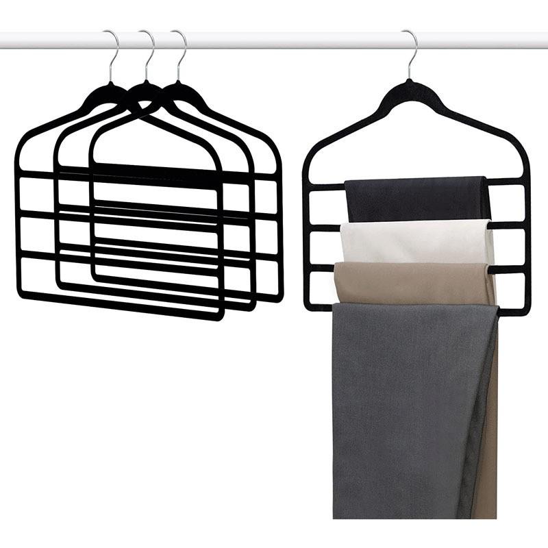 

Четырехслойная вешалка для брюк с флоковым покрытием - Пластиковый многослойный органайзер для брюк