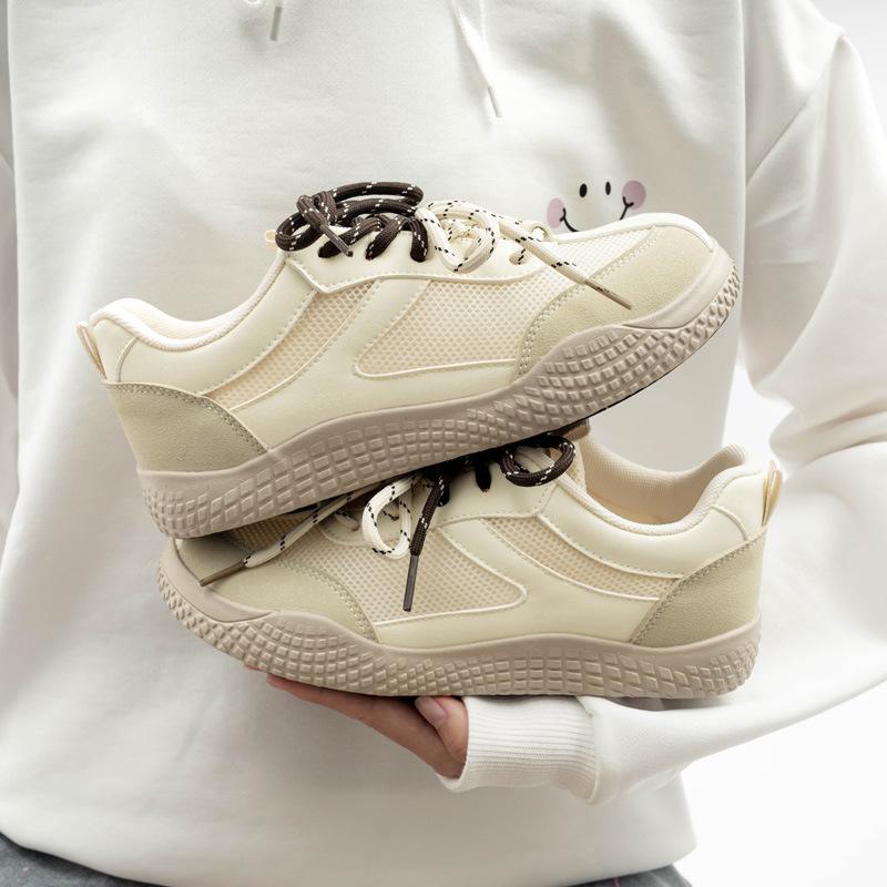 Women’s Vintage Trainer Shoes 2025 Summer - Mesh Breathable White Casual Sneakers for School Girls