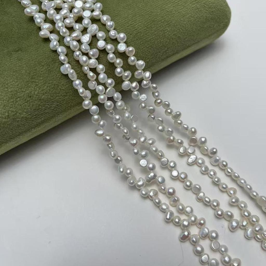 Top Sided Drilled Hole Pearl 4-5mm, Elegant White Natural Freshwater Pearl Beads for DIY Necklace, Bracelet, Anklet Accessories, Jewelry Making, 36cm