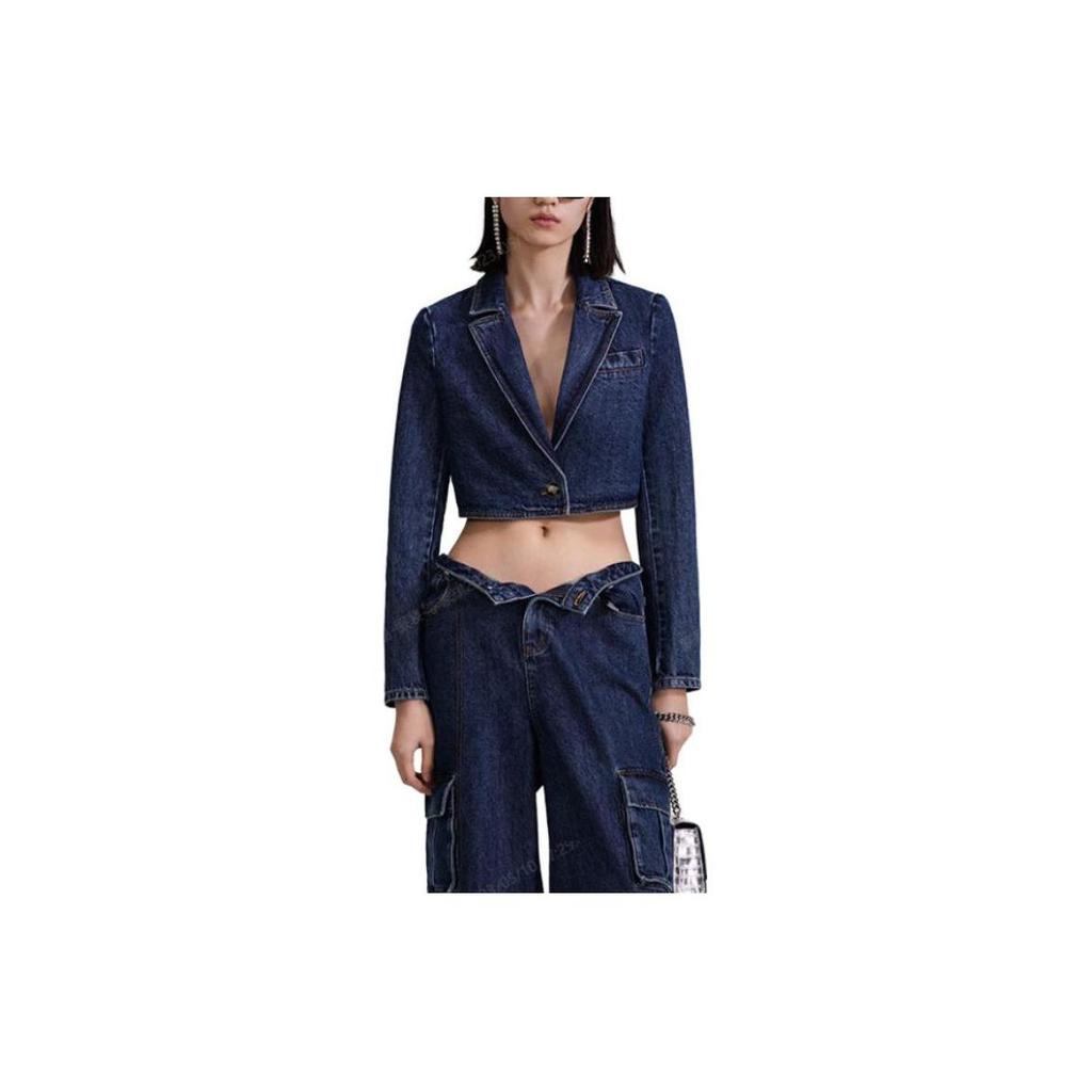 Solid Color Suit Jacket With Long Sleeves Women Jackets Blue SWF343T00600