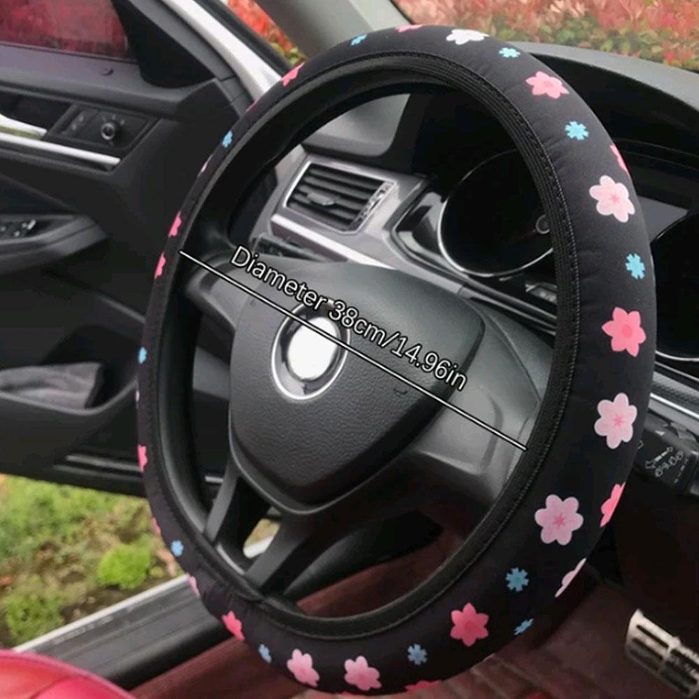 1 Stück Neue kleine Blume Styling Elastisch ohne Innenring Universalzweck Auto Lenkradbezug Atmungsaktiver und saugfähiger Bezug