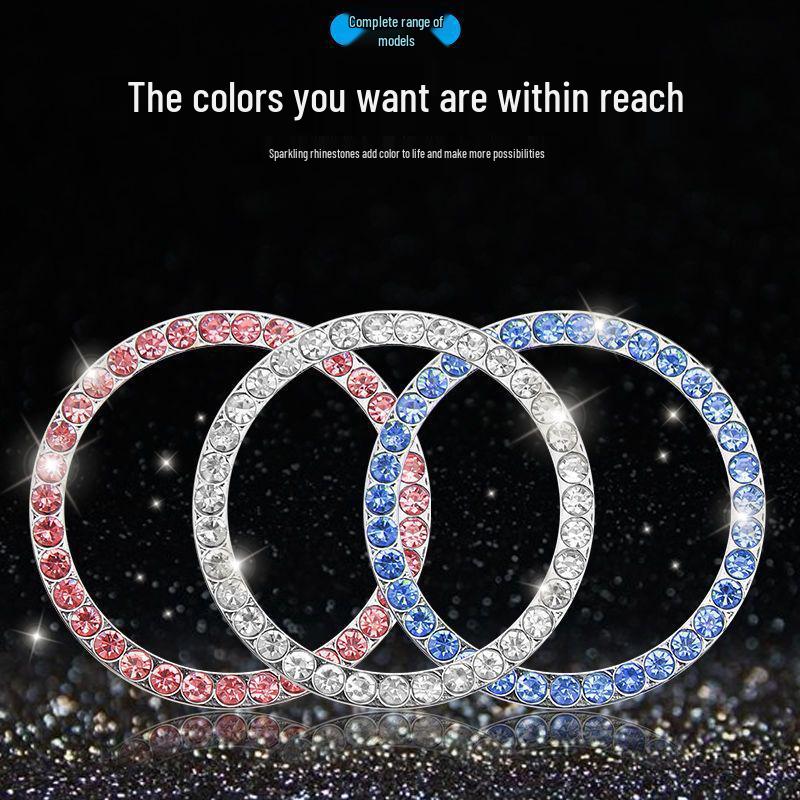 Car Modification Diamond Switch Button: Crystal One-Key Start Decorative Sticker & Protective Ring