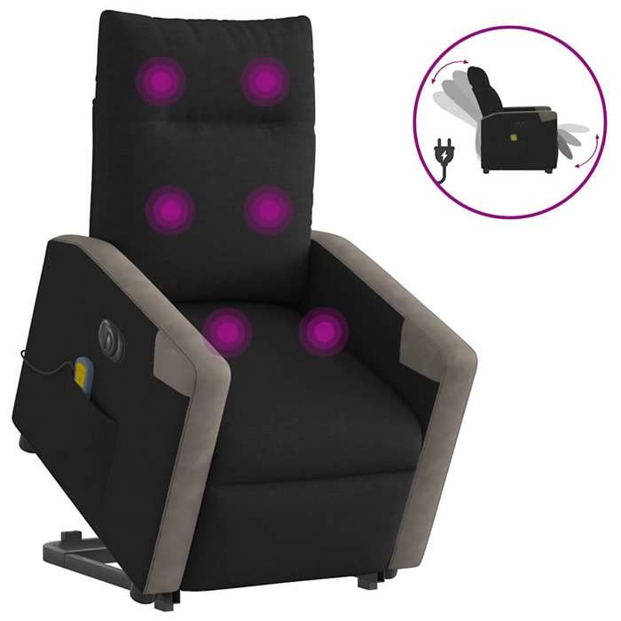 VidaXL Electric Massage Recliner Armchair Black Fabric 3324107