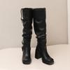 Women's High-heeled Boots Autumn and Winter Thick-heeled Large-size Casual Boots Roman Medium Boots