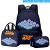 Classic Popular Novelty Singing Monsters 3D Print 3pcs/Set Student School Bags Travel Notebook Backpack Lunch Bag Pencil Case