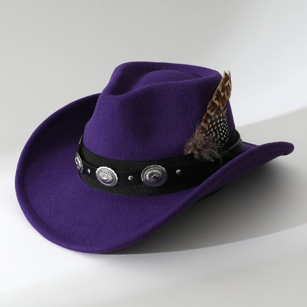 Rongmei's new autumn and winter hats for women, European and American retro woolen western cowboy hats for men, versatile and fashionable with large