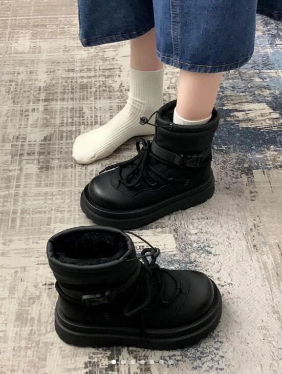

Snow boots for women 2025 new winter season with plush and thick Northeast cotton shoes waterproof and anti slip short boots 40 чорний