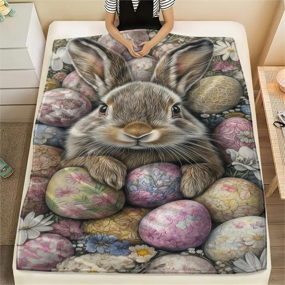 Easter egg Print Flannel Blanket,High quality Comfortable for All Seasons,Home Decor,Warmth and Comfort,Perfect for Christmas Gifts