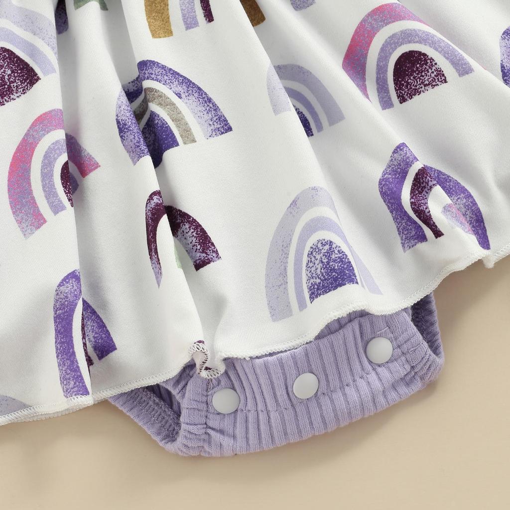 Salopetă de vară pentru bebeluși pentru bebeluși, mânecă cu volană, rochie cu imprimeu floral, body mozaic + bentiță cu fundă