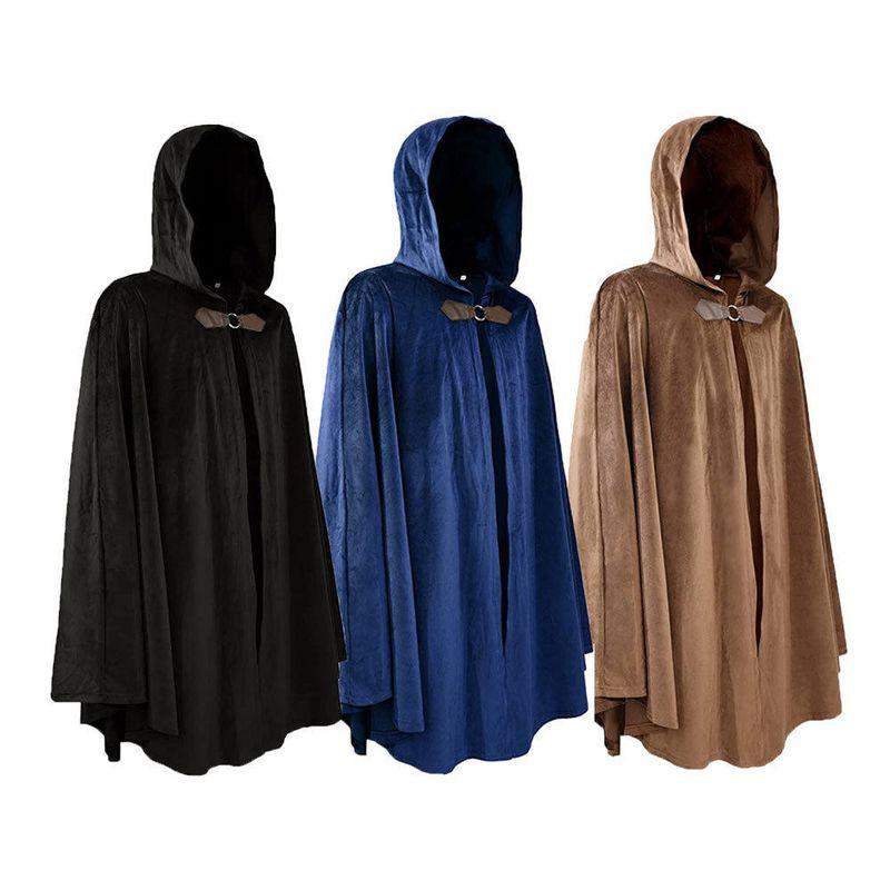 Medieval Suede Cape Halloween Retro Battle Cloak Role-Playing Cosplay Costume Suede Cape