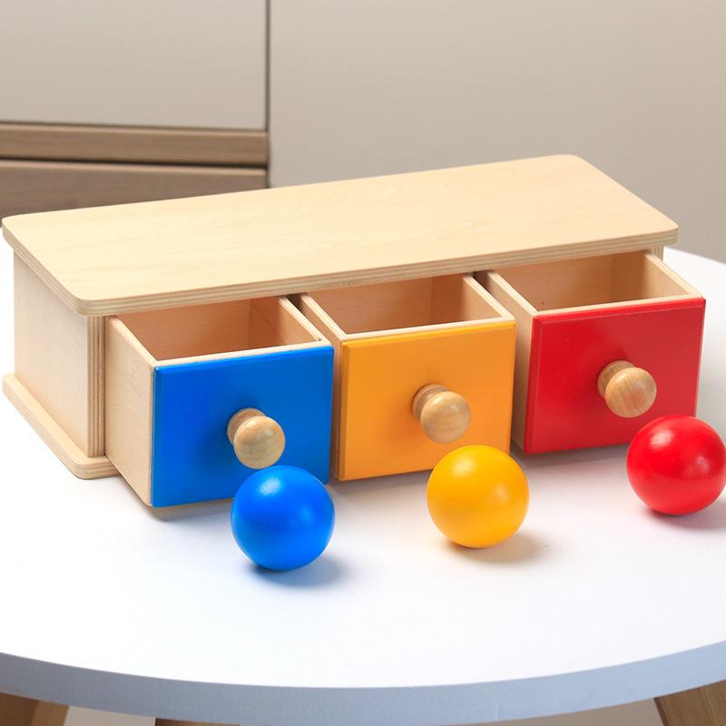 Wooden ball drawer goal box educational toys children's early education intellectual development coin box teaching aids