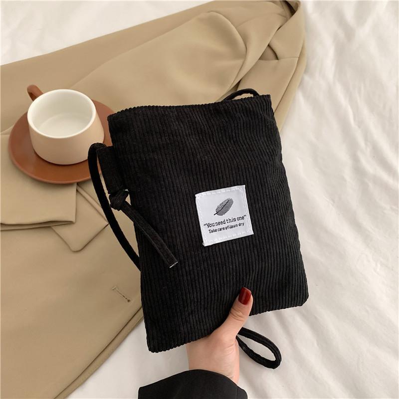 Soft Stylish Corduroy Crossbody Phone Bag For Women With Chic Bucket Shape Design And Multiple Colors Available