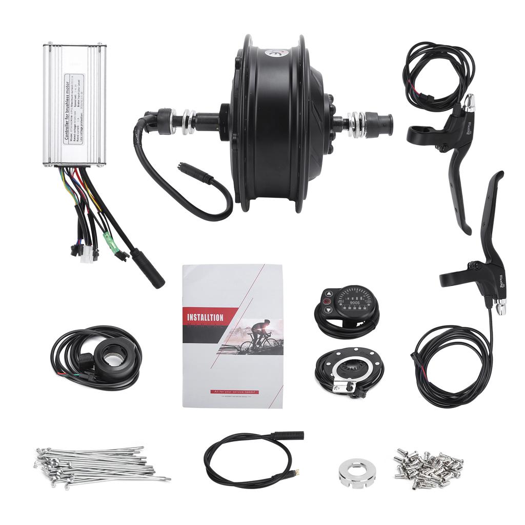 Electric Bicycle Conversion Kit 36V 500W Rear Wheel Hub Motor Set with KT‑900S Display Meter for 12G Wheel