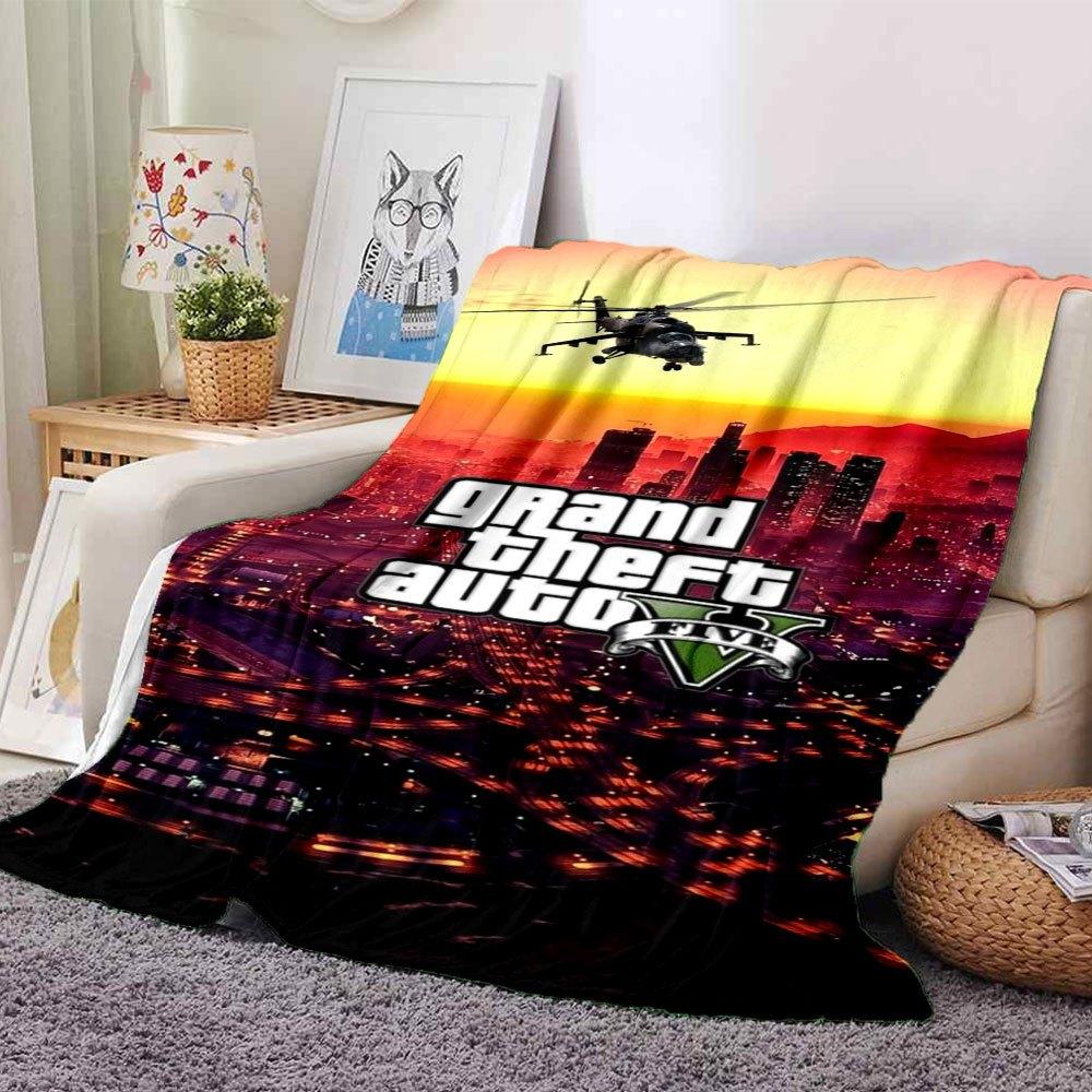 1 Stück Grand Theft Auto Weiche Flanelldecke mit Designer-Print Eine kuschelige Decke für alle Jahreszeiten, perfekt für das Sofa, Bett, Büro