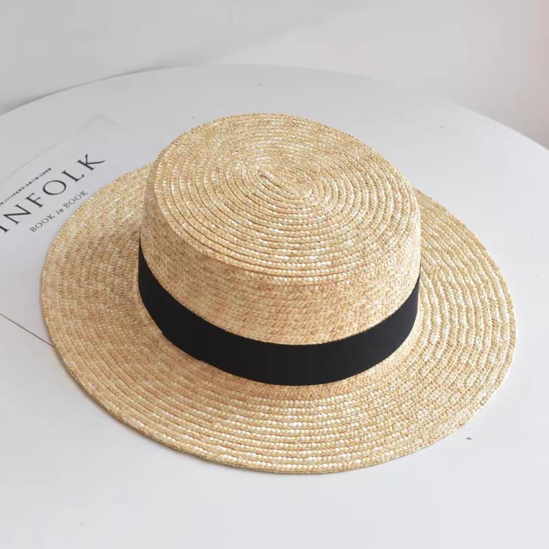 Big head circumference straw hat women's summer seaside vacation sun protection sun hat beach big brim fashion natural straw flat top hat