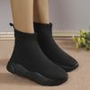 Shoes Women Large Size Fashion Winter Short Tube Flat Socks Boots Round Head Mid-heel Sleeve Sneakers for Women Vulcanized Shoes