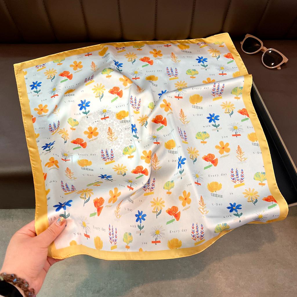 Women S Fresh Printed Square Scarf Fashion Versatile Summer Sun Protection