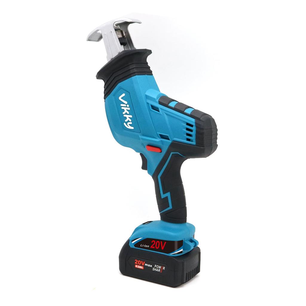 Vikky 20V Cordless Reciprocating Saw Kit Equipped with a Brushless It Is Powerful for Cutting Metal and 4.2Ah Motor, PVC, Pipes, Wood, Non-alloy