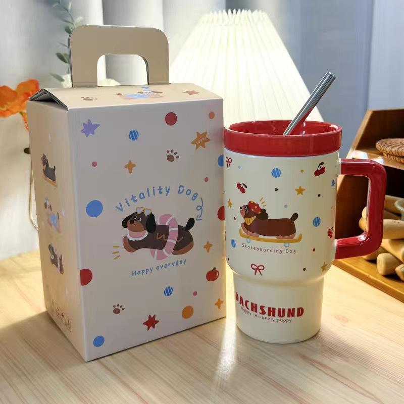 Large Capacity Ceramic Milk Cup Household Cute Drinking Cup Mug Birthday Gift Cup