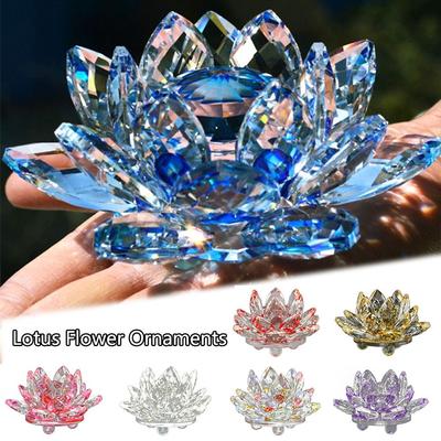 Kristall Lotus Blume Figurine Home Hochzeit Dekoration Glas Handwerk Sammlung Briefbeschwerer Tisch Ornamente Souvenir Geschenke