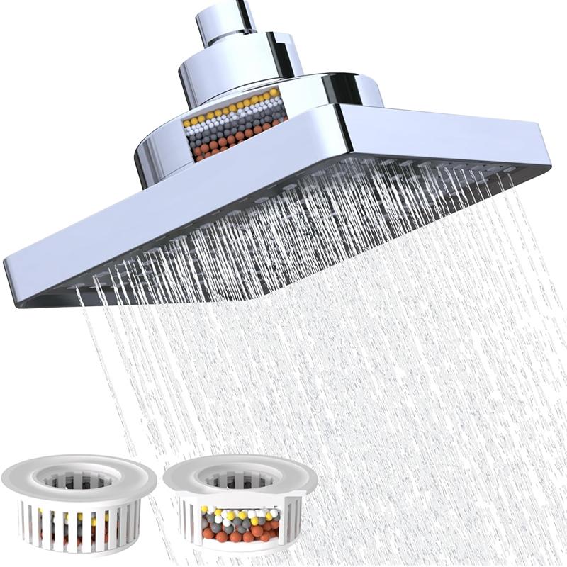 Modern High-Quality Filtered Detachable Adjustable Angles Pressurized Rainfall Shower Head with 2 Water Filters for Shower