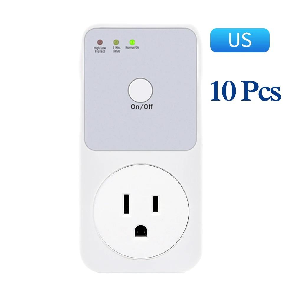 5/10Pcs Surge Protector Voltage Relay Socket 220v Electrical Stabilizer EU FR US UK Plug Automatic Refrigerator Protect Switcher