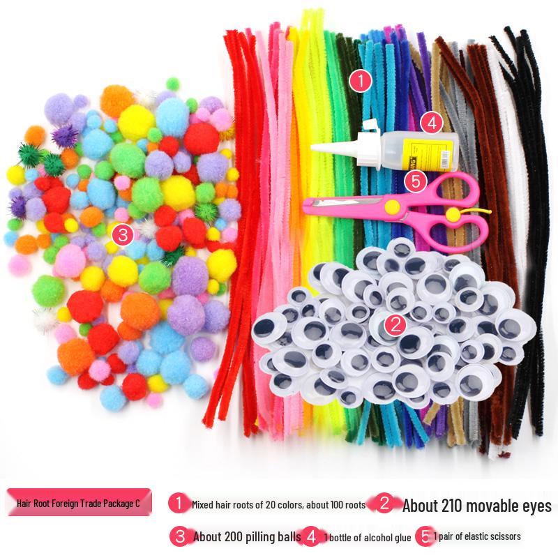 Colorful DIY Chenille Pipe Cleaner Bouquet - Plush, Handmade Spring Craft Pack In Macaron Shades for Children