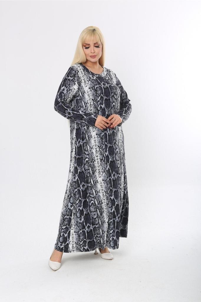 Damen Große Größen Kleid Plus Size Langarm (Geeignet für Hijab) Langes Kleid aus gekämmter Viskose