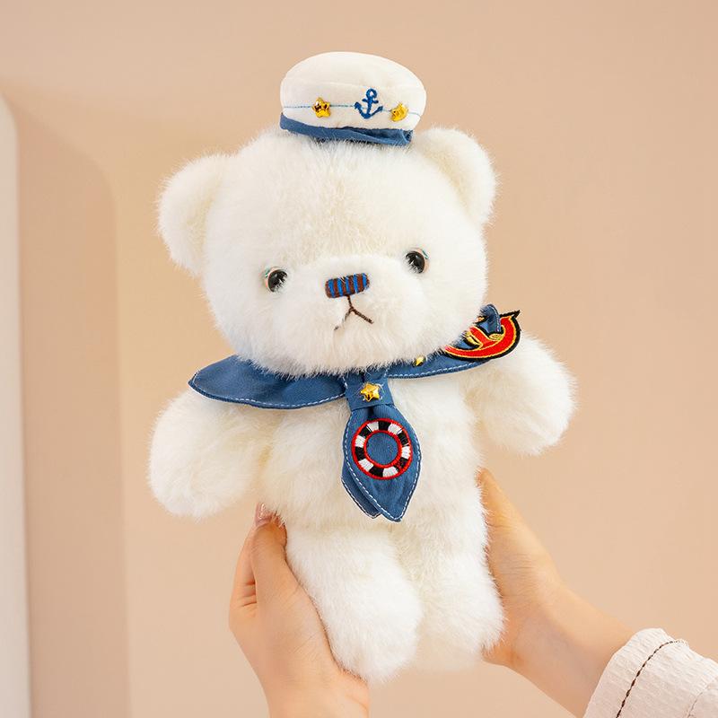 

Cute bear plush toy navy bear doll sleeping pillow giving girlfriend birthday gift throwing doll girl 30cm【0.2kg】