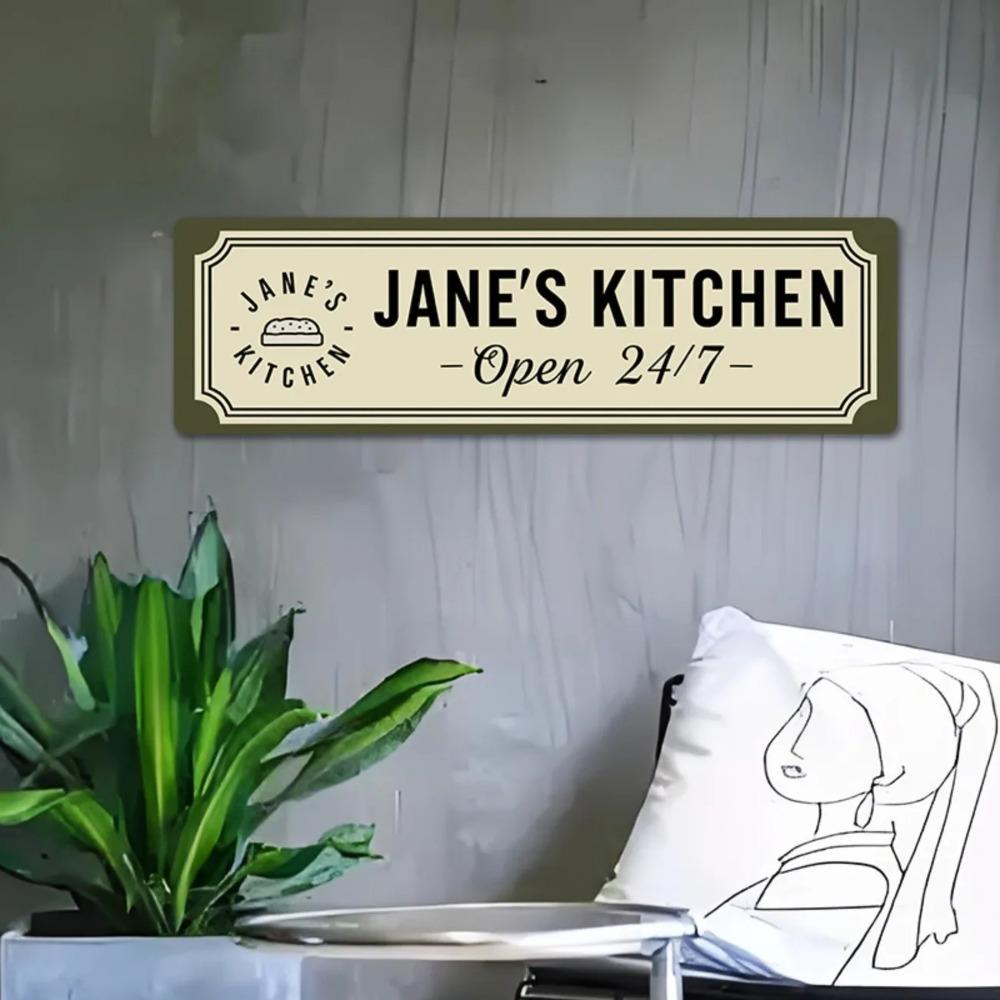 Customizable Aluminum Kitchen Sign Personalized Chef Wall Decor Home Room Decoration
