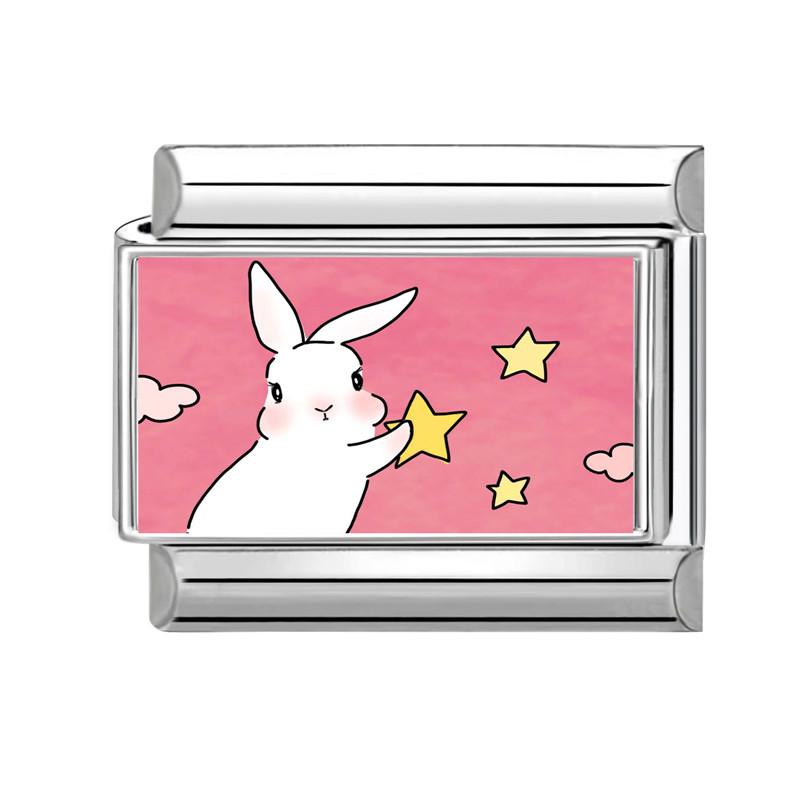 Lovely Cartoon Dogs Cats Rabbit Rose Flower Italian Charm Links Fit 9mm Stainless Steel Bracelet Women Men DIY Making Jewelry