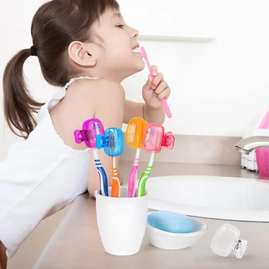 Portable Toothbrush Head Cover Clips Plastic Colorful Dustproof Head Protector Cap Case Outdoor Travel Bathroom Supplies
