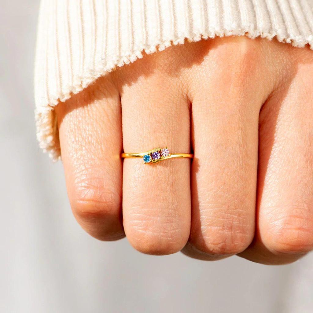 Pierścionek ze srebra próby S925 z diamentem kamieniem urodzinowym - Europejski i amerykański styl moda transgraniczna dla kobiet