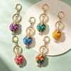 Rhinestone Rose Sheep Keychain With Shiny Crystals Great As Bag Pendant Key Holder Gift