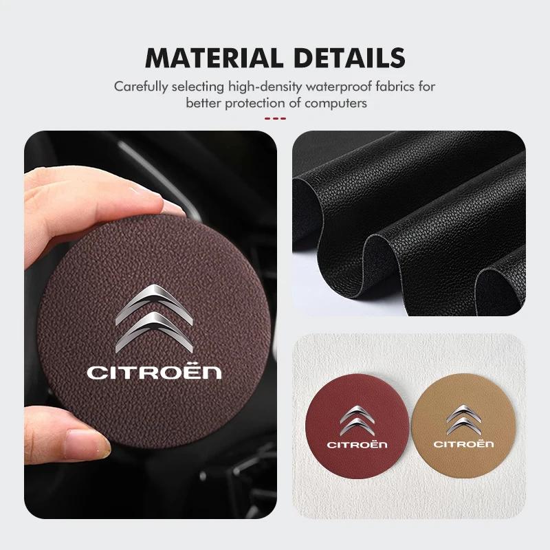 2pcs Leather Anti-Slip Mat Suede Car Coaster Water Cup Holder For Citroen Jumper Celysee Cactus Picasso Aircross Saxo Grand akh256
