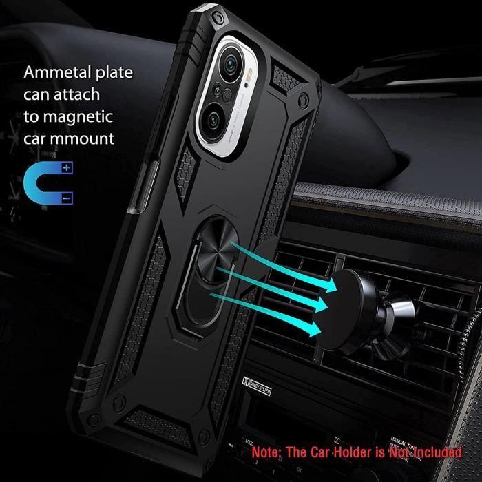 Protective Case - E.F.CONNECTION - Xiaomi Mi 11i - Soft Silicone - Support Ring - Black