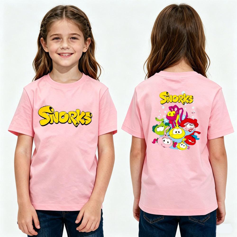 Snorks Cartoon Theme Series TShirt Kids Summer Polyester Short Sleeve Boys and Girls Casual T-shirt Duplex Printing Children Tee