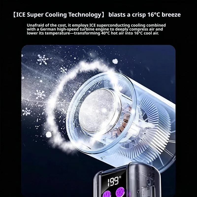 Super Speed Wind Cannon Handheld Mini Fan Portable Semiconductor Ice Compression Cooling Outdoor Mini Air Conditioner Fan