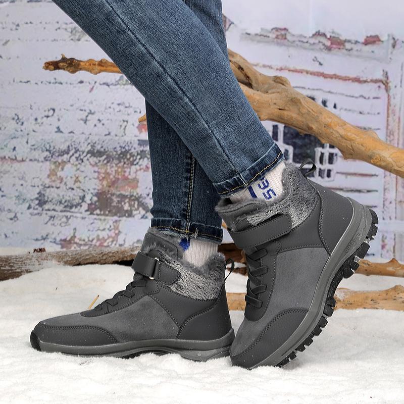 Wasserdichte Schneestiefel Plüsch Damen Stiefeletten Herren Rutschfeste Baumwollschuhe Fellgefütterte Winter Warm Outdoor Wanderschuhe