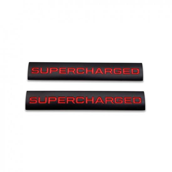 2x Black&Red Metal Supercharged  Car Emblems Sport Bagde Turbo Sticker Decal