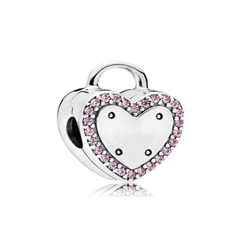 Fit Original Charms Bracelet 925 Silver Plated Pendant Pink Series Heart Flower Spring Butterfly Bead Women DIY Jewelry Making