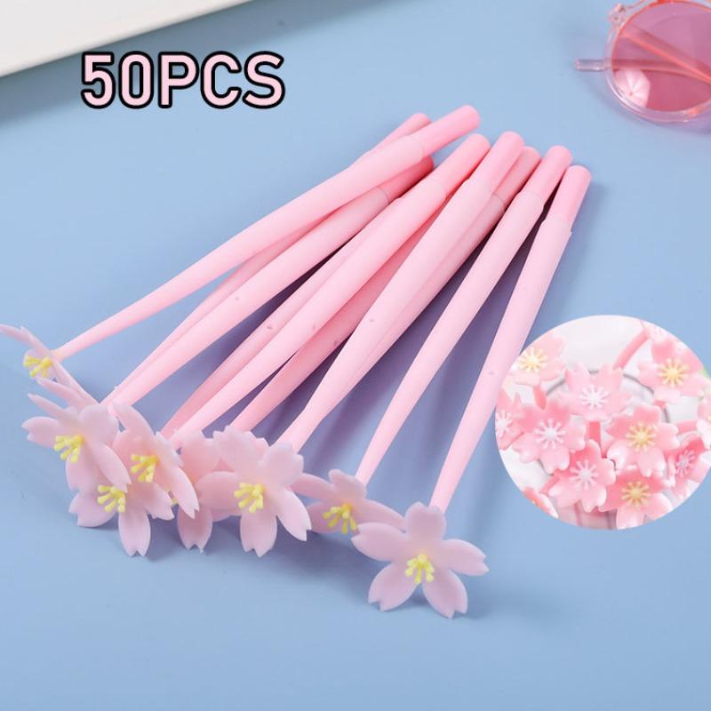 2Pcs Beautiful Sakura Neutral Pen Cute Pink Flower Signature Pen Student Stationery Ballpoint Pen Office Stationery Creative Sakura Water Pen 2Pcs